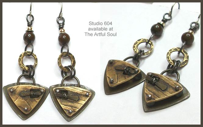 Studio 604 Triangle Tornado Brass Earrings