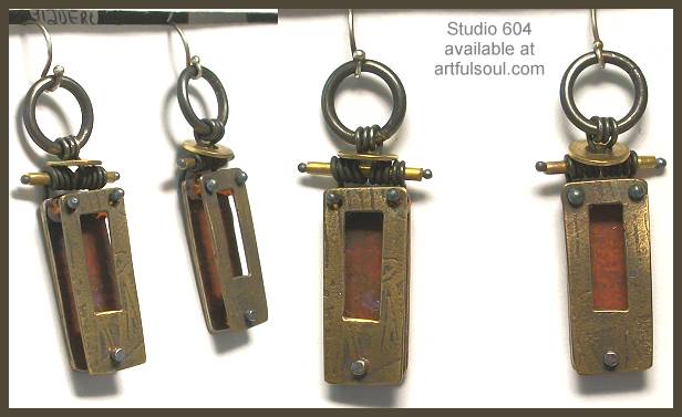 Studio 604 Double Rectangle Brass Earrings