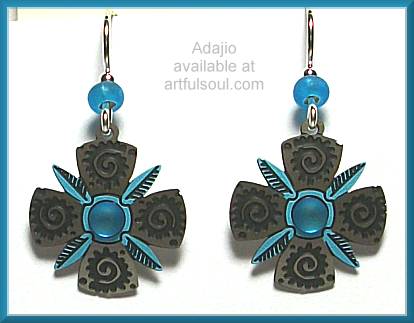 Adajio Aqua Feathered Spirals Earrings