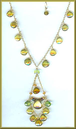 Amethysts Chandelier Necklace with Green Garnet