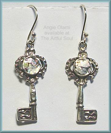Angie Olami Roman Glass Key Earrings