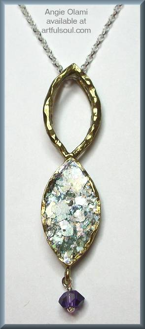 Angie Olami Brass Roman Glass Necklace