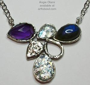 Angie Olami Gemstone and Roman Glass Cluster Necklace