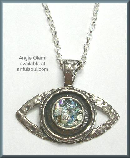 Angie Olami Roman Glass Eye Necklace