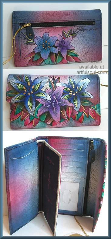 Anuschka Luscious Lilies Checkbook Wallet