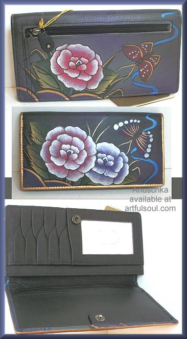 Anuschka Antique Rose Pewter 2-Fold Slim Wallet