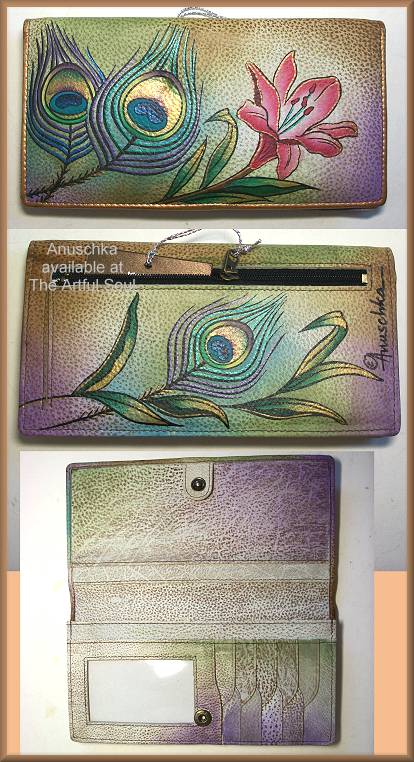 Anuschka Peacock Flower 2-Fold Slim Wallet