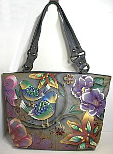 Anuschka, Bags, Anuschka Bird Flower Design Hand Painted Leather Wallet