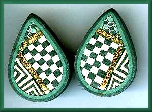 Artful Green Geometrics Clip Earrings