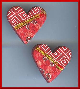 Artful Red Geometrics Heart Earrings