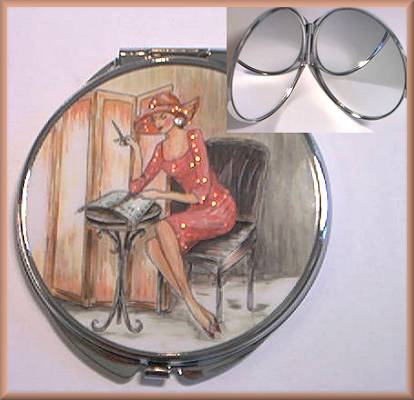 Audrey Compact Mirror in Pink Lady Writing