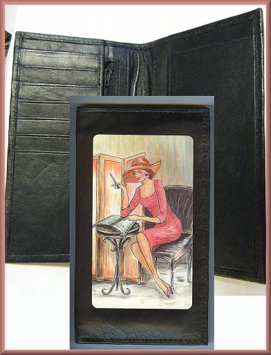 Audrey Leather Checkbook in Pink Lady Writing