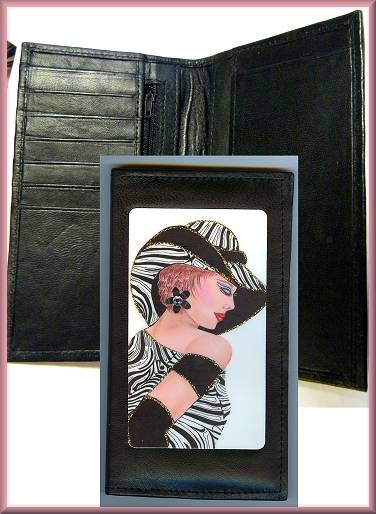 Audrey Leather Checkbook in Zebra Lady