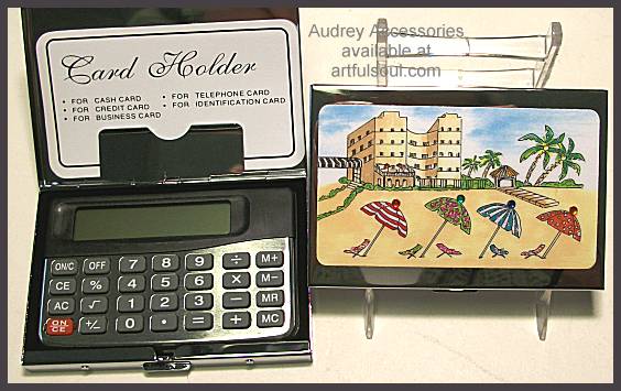 Audrey Card Case and Calculator in Beach Umbrellas