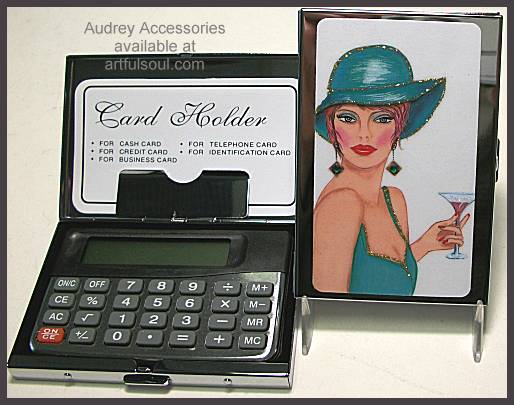 Audrey Card Case and Calculator in Martini Gal