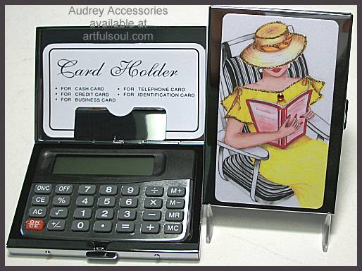 Audrey Card Case and Calculator in Reading in Yellow