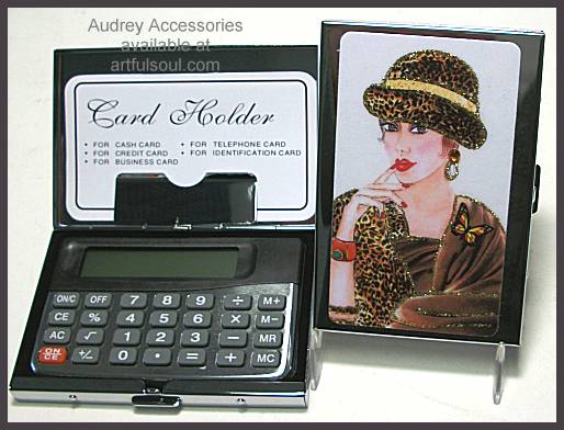Audrey Card Case and Calculator in Leopard Lady