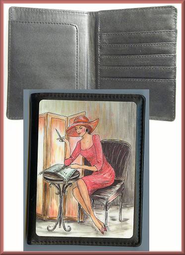 Audrey Leather Passport Holder in Pink Lady Writing