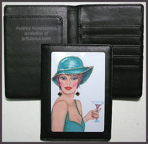 Audrey Leather Passport Holder in Martini Gal
