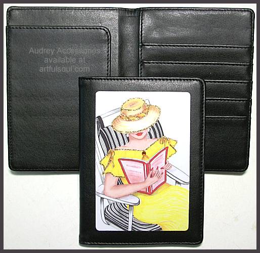 Audrey Leather Passport Holder in Reading in Yellow