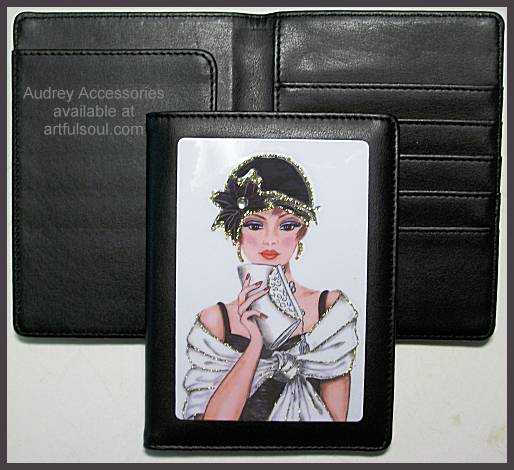 Audrey Leather Passport Holder in Lady With Clutch