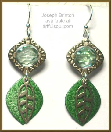 Brinton Green Bead & Leaf Earrings