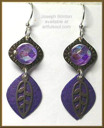 Brinton Purple Bead & Leaf Earrings