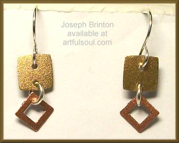 Brinton Brass Mix Squares Earrings