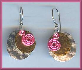 Brinton Layered Circle Pink Spiral Earrings