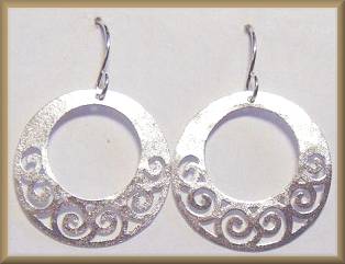 Brinton Silver Scroll Circle Earrings