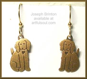 Brinton Brass Dog Earrings