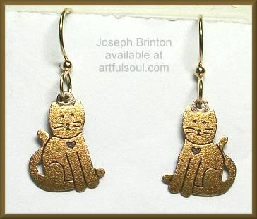Brinton Brass Cat Earrings