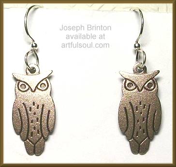 Brinton Silver Owl Earrings
