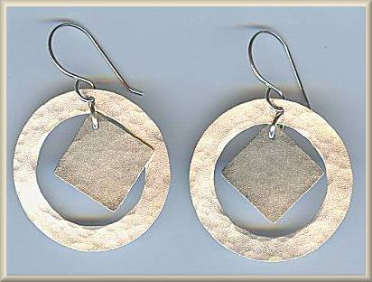 Brinton Silver Circle/Square Earrings