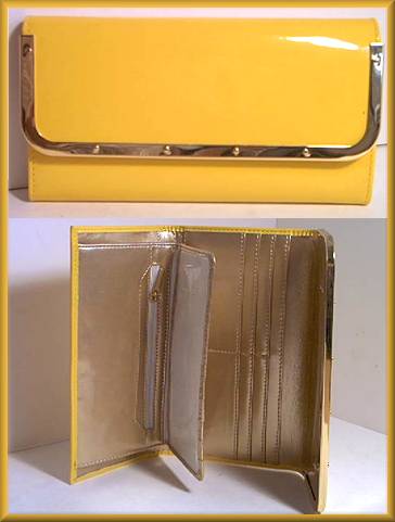 Bravo Wallet in Yellow Patent Leather