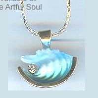 Bezak 14ky Small Wave Pendant with Diamond