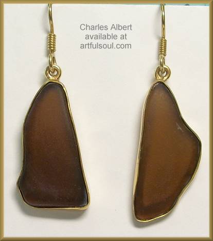 Charles Albert Alchemia Brown Recycled Glass Earrings