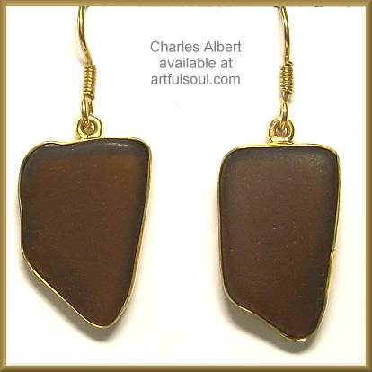 Charles Albert Alchemia Brown Recycled Glass Earrings