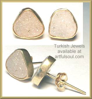 Turkish Pastel Drusy Stud Earrings