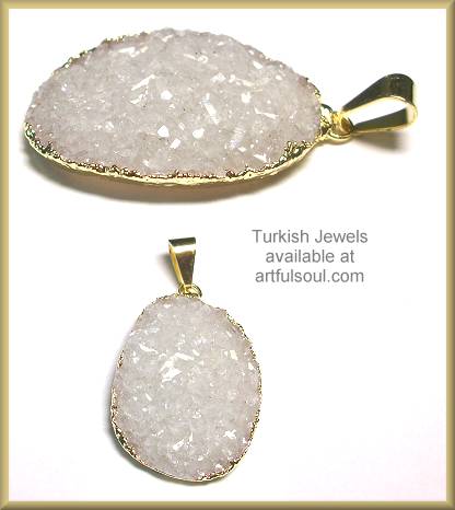Turkish Ice Drusy Brass Pendant