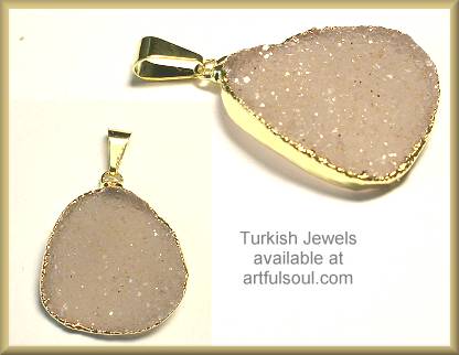 Turkish Lavender Drusy Brass Pendant