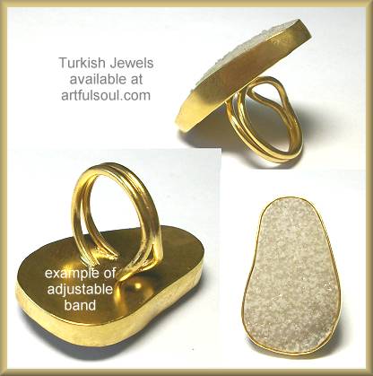 Turkish Ice Drusy Brass Adjustable Ring