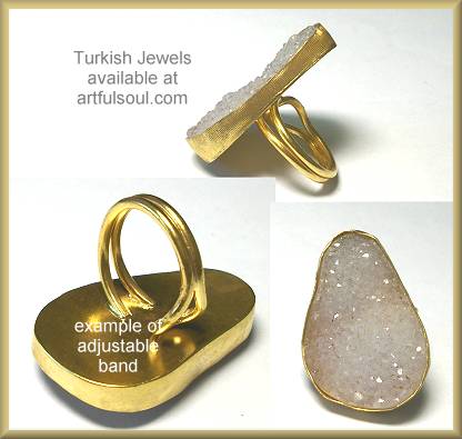 Turkish Lavender Drusy Brass Adjustable Ring