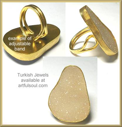 Turkish Champagne Drusy Brass Adjustable Ring