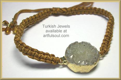 Turkish Gray Drusy Macrame Bracelet