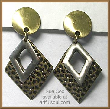 Sue Cox Textured Metals CLIP Earrings
