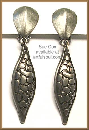 Sue Cox Silver Blade CLIP Earrings