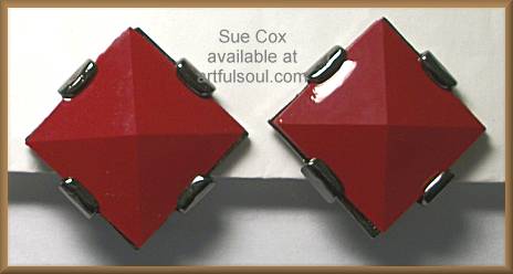 Sue Cox Dark Red CLIP Earrings