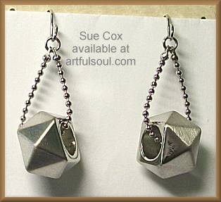 Sue Cox Silver Bead Dangle Earrings