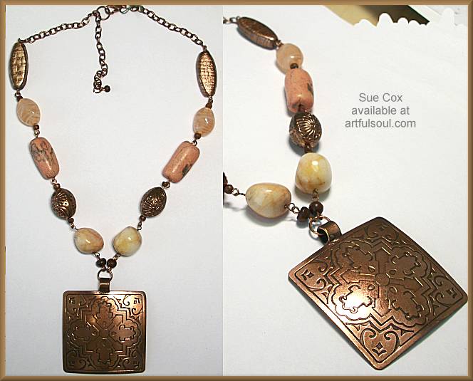 Sue Cox Copper and Pinks Necklace